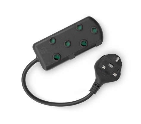 RCT 2 SA SOCKET MULTIPLUG WITH UK PLUG - Black